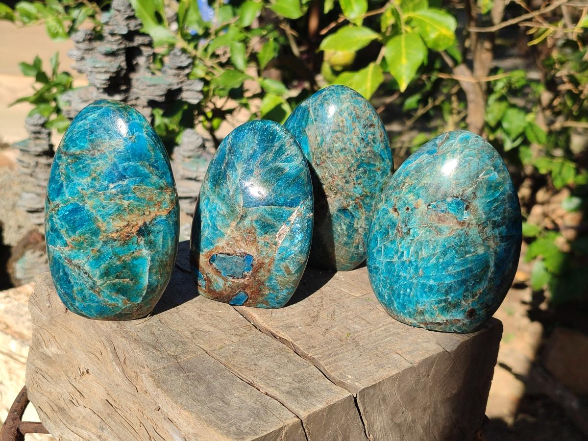 Polished Blue Apatite Standing Display Pieces x 4 From Betroka, Madagascar - Toprock Gemstones and Minerals 