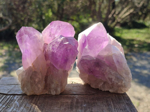 Natural Jacaranda Amethyst Clusters x 3 From Mumbwa, Zambia - Toprock Gemstones and Minerals 