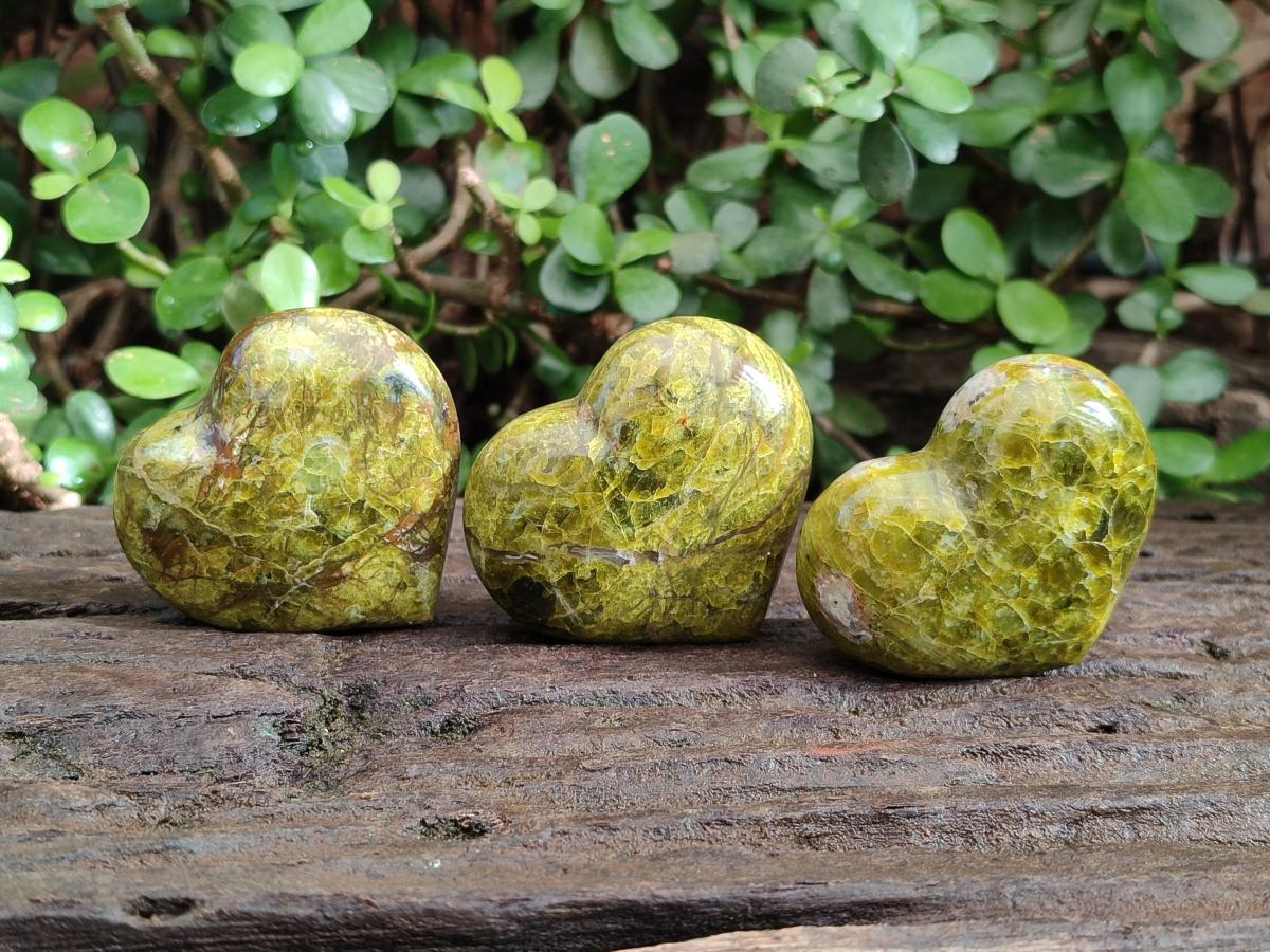 Polished Green Opal Hearts x 12 From Betroka, Madagascar - Toprock Gemstones and Minerals 