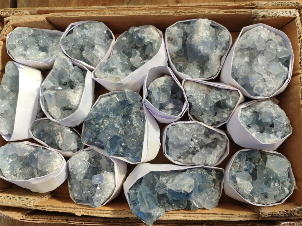 Natural Blue Celestite Specimens x 17 From Sakoany, Madagascar - Toprock Gemstones and Minerals 