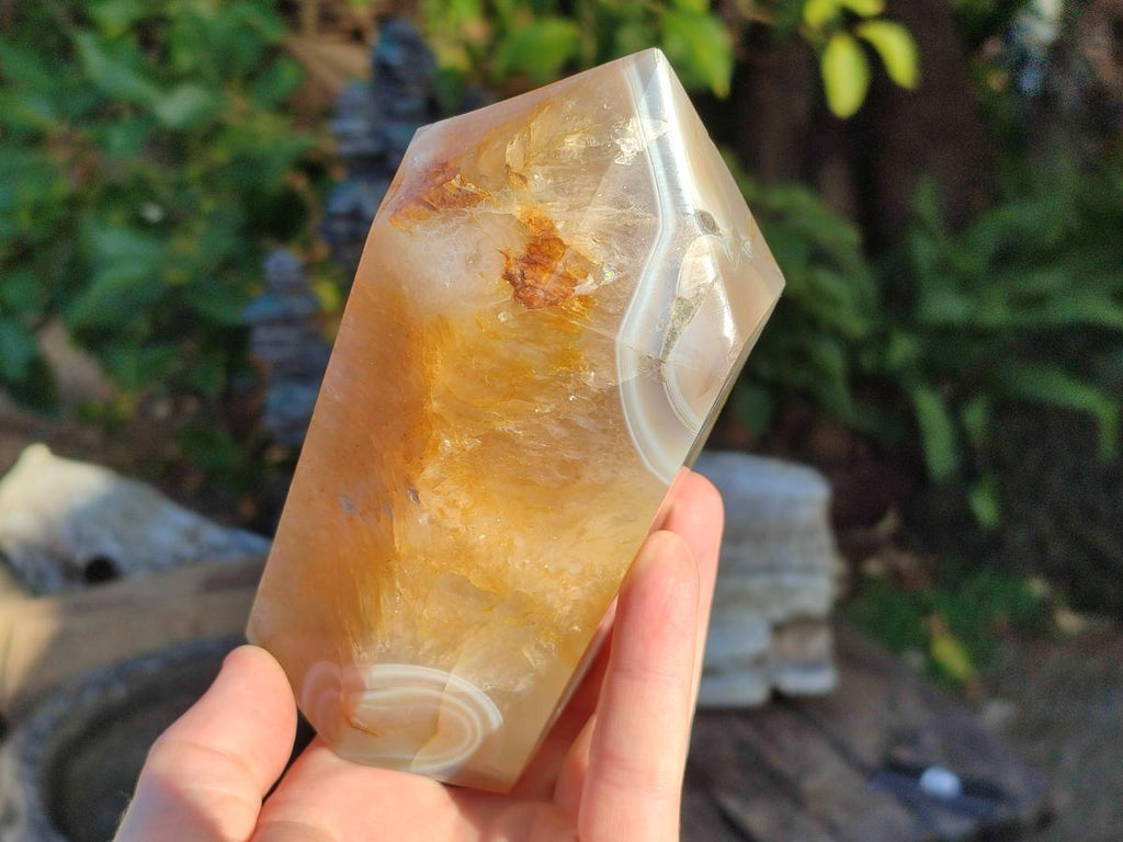 Polished Banded Agate Display Crystals x 2 From Madagascar - Toprock Gemstones and Minerals 