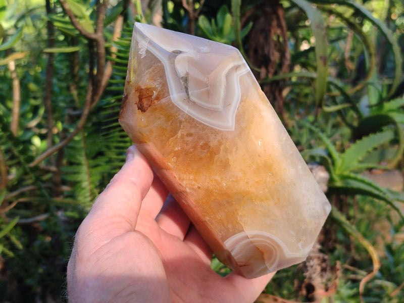 Polished Banded Agate Display Crystals x 2 From Madagascar - Toprock Gemstones and Minerals 