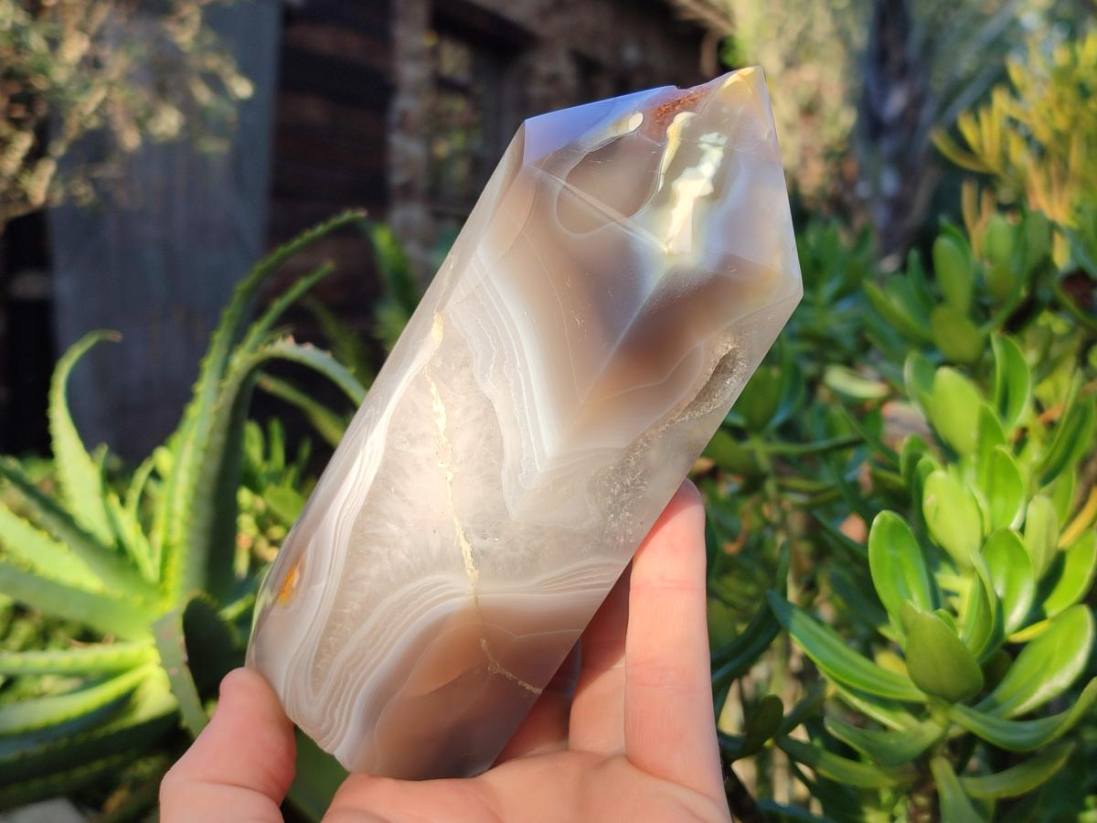 Polished Banded Agate Display Crystals x 2 From Madagascar - Toprock Gemstones and Minerals 
