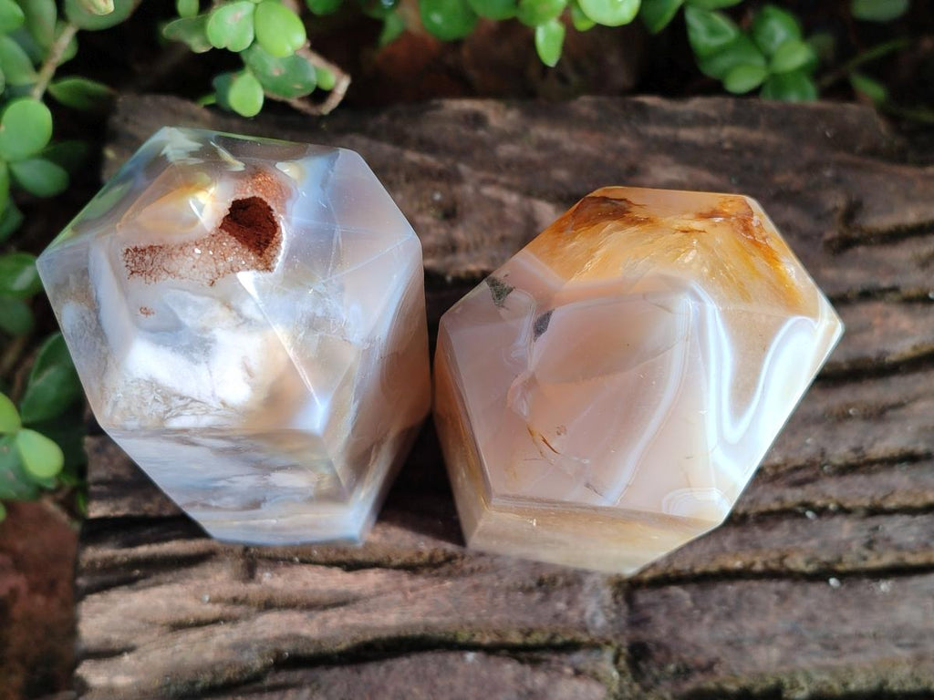 Polished Banded Agate Display Crystals x 2 From Madagascar - Toprock Gemstones and Minerals 