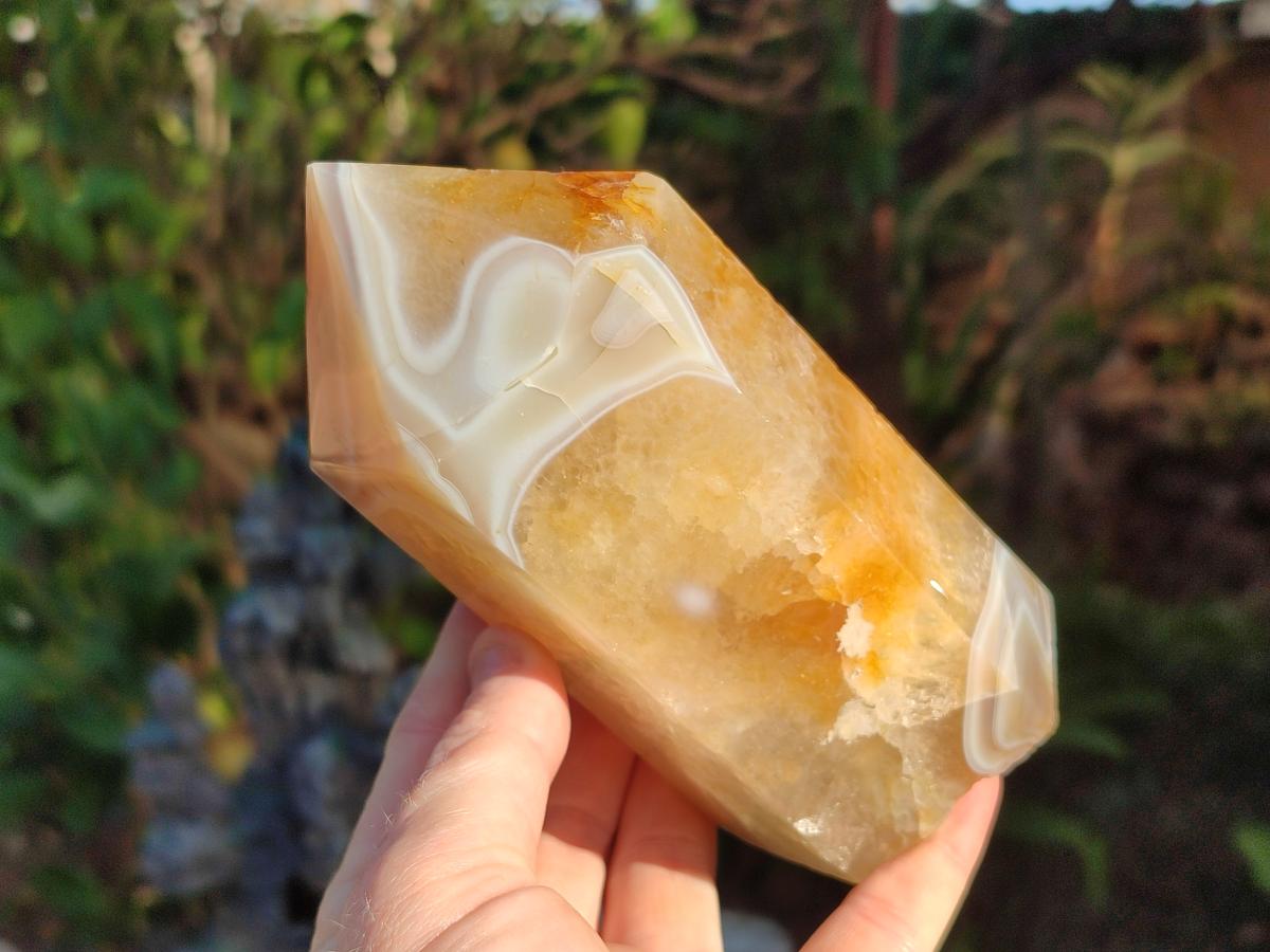 Polished Banded Agate Display Crystals x 2 From Madagascar - Toprock Gemstones and Minerals 