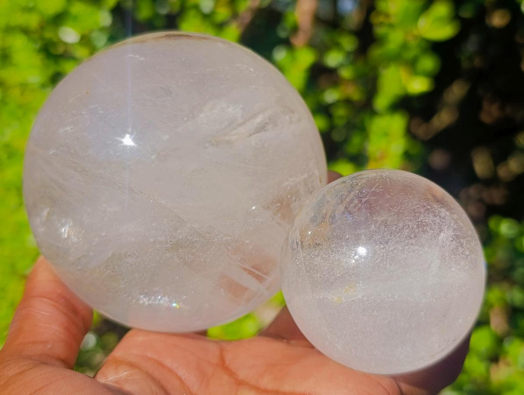 Polished Clear Quartz Crystal Spheres x 2 From Madagascar - Toprock Gemstones and Minerals 
