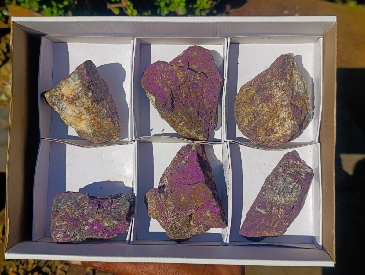 Natural Metallic Cobbed Purpurite Specimens x 6 From Erongo, Namibia - Toprock Gemstones and Minerals 