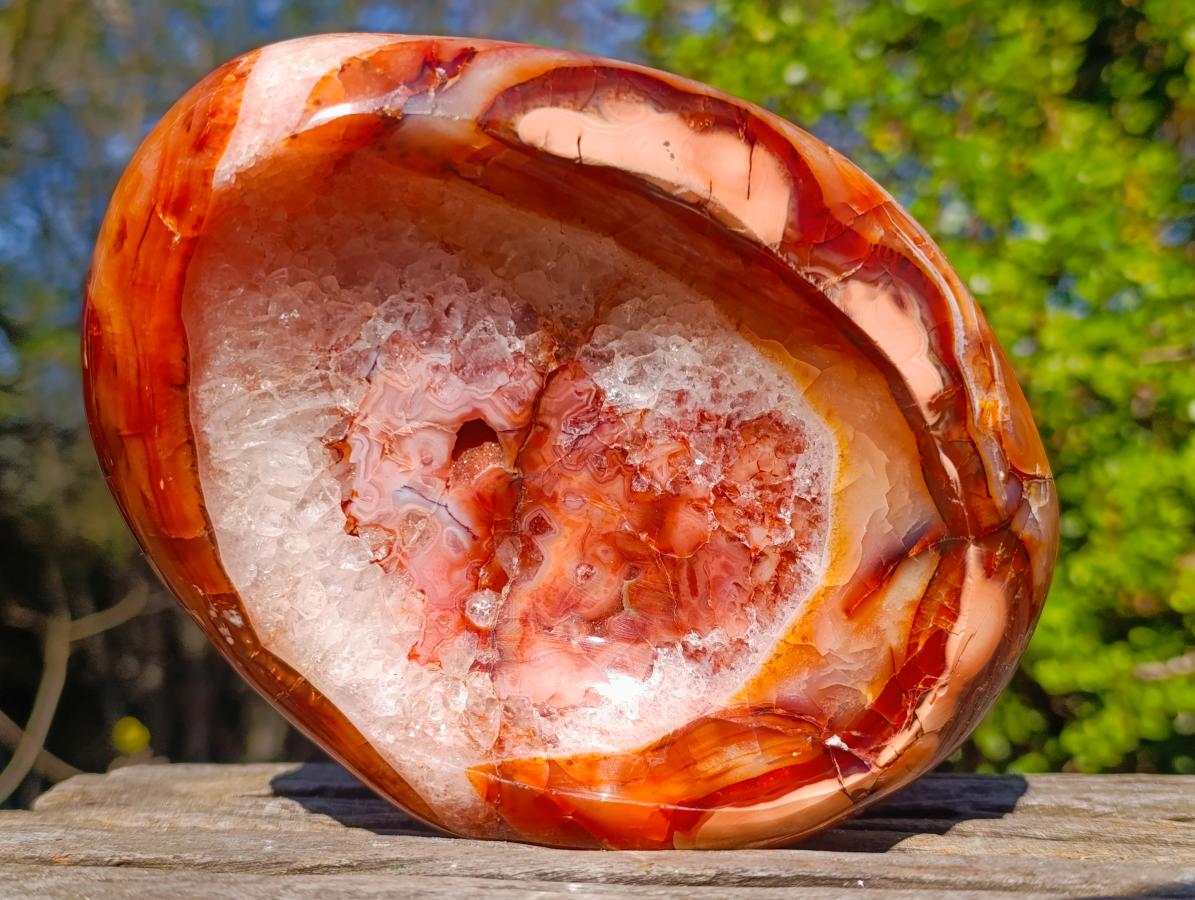 Polished Large Carnelian Agate Gemstone Bowl x 1 From Madagascar