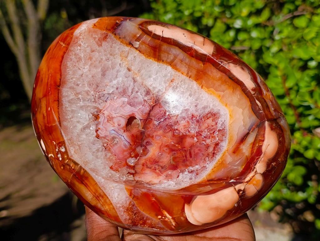 Polished Large Carnelian Agate Gemstone Bowl x 1 From Madagascar