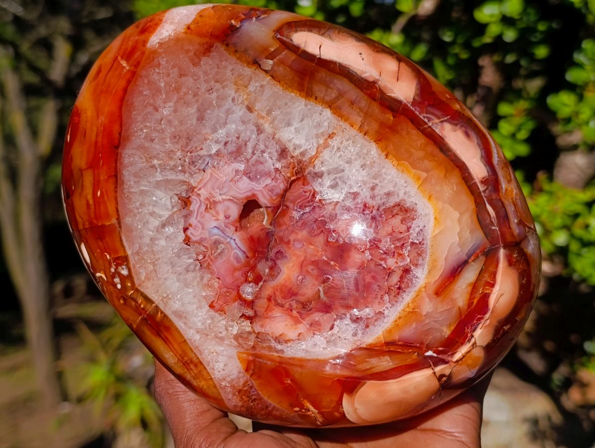 Polished Large Carnelian Agate Gemstone Bowl x 1 From Madagascar