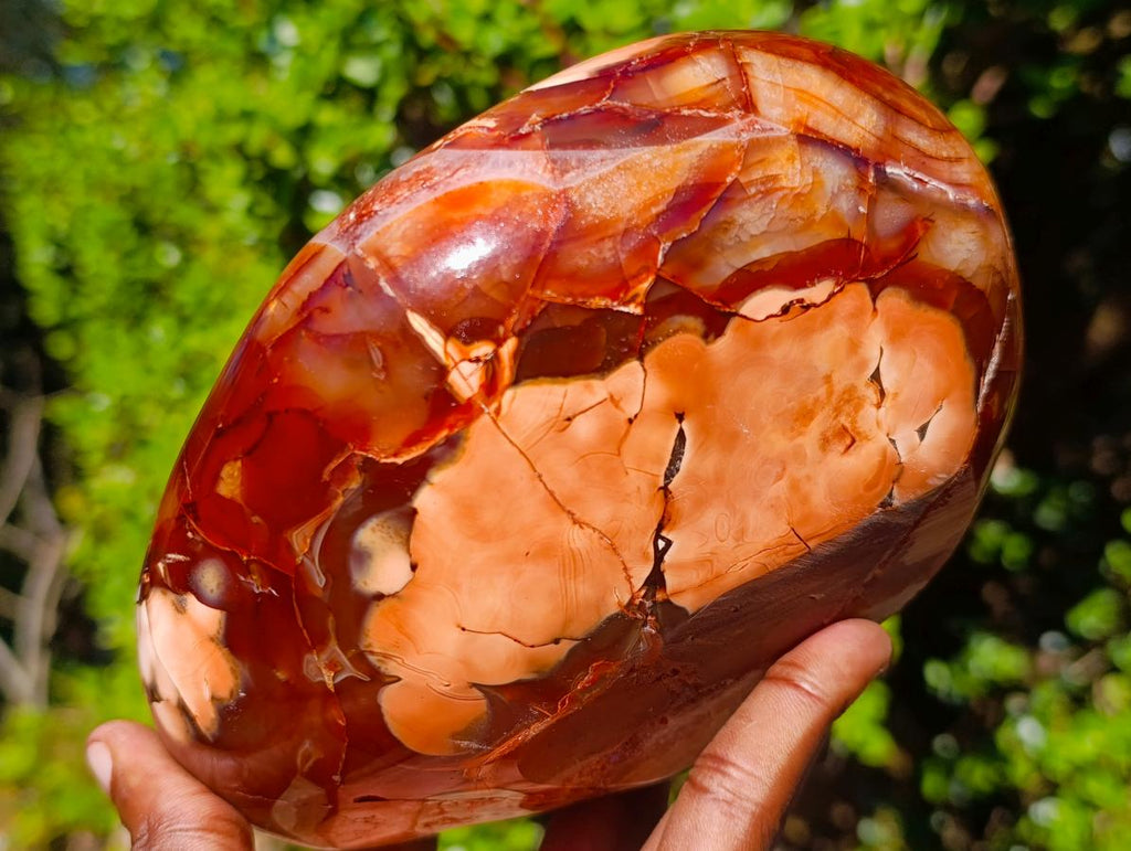 Polished Large Carnelian Agate Gemstone Bowl x 1 From Madagascar