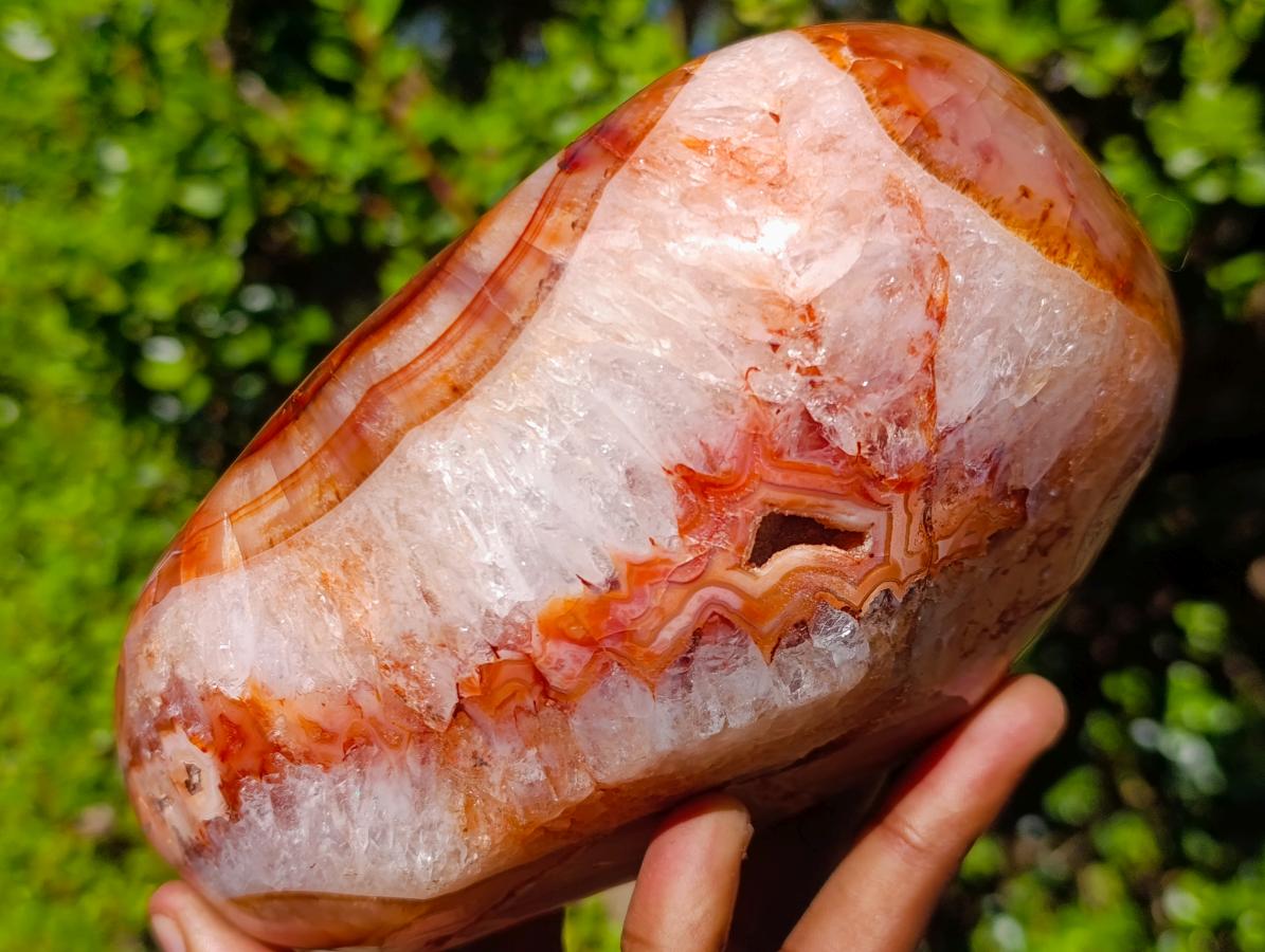 Polished Large Carnelian Agate Gemstone Bowl x 1 From Madagascar