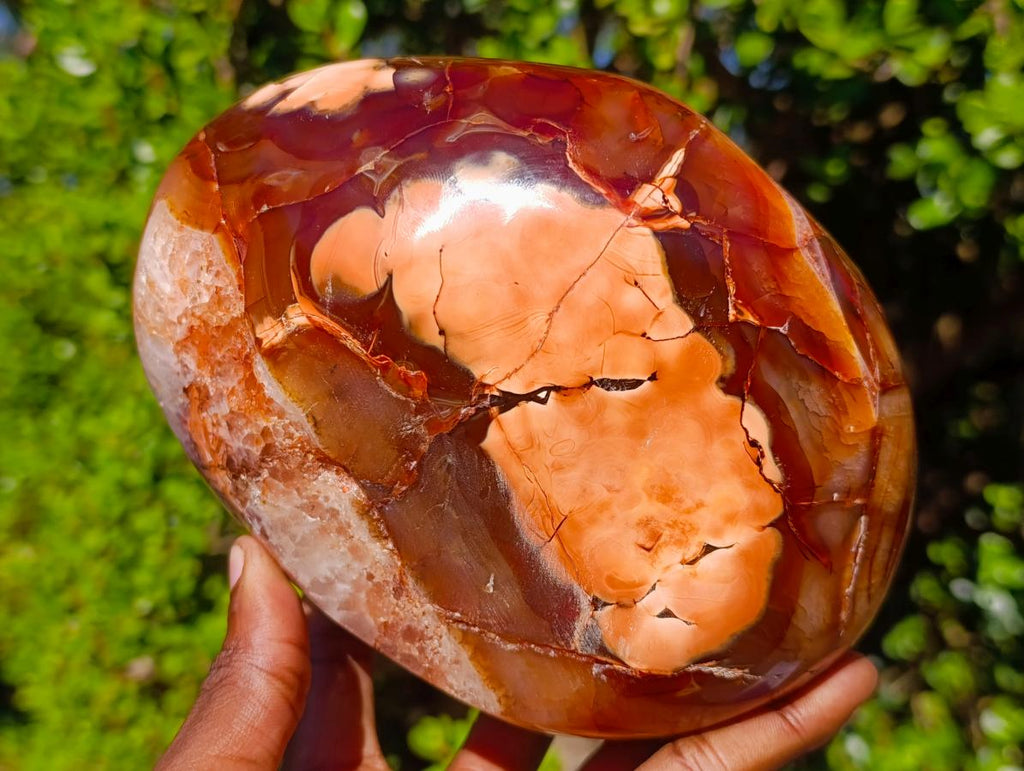 Polished Large Carnelian Agate Gemstone Bowl x 1 From Madagascar