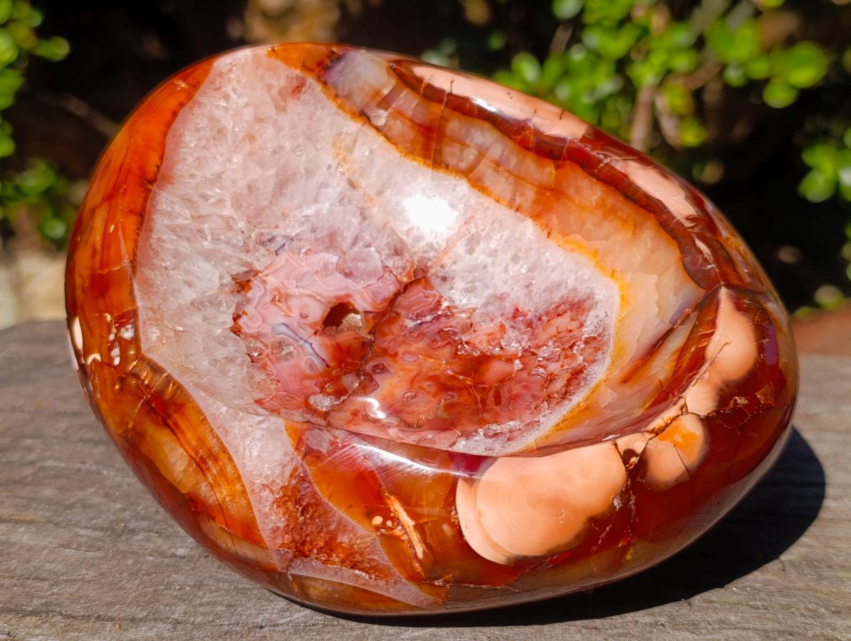 Polished Large Carnelian Agate Gemstone Bowl x 1 From Madagascar