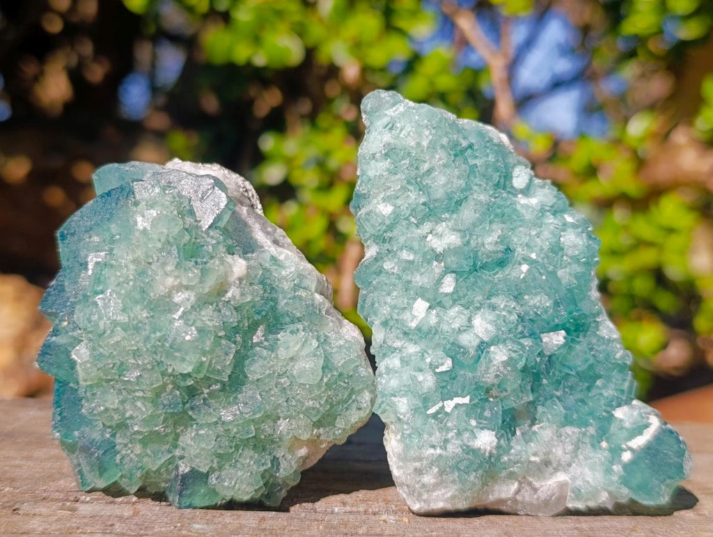 Natural Green Cubic Fluorite Specimens x 6 From Mandrosonoro, Madagascar - Toprock Gemstones and Minerals 