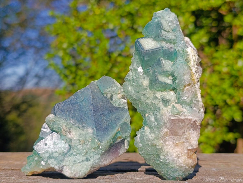 Natural Green Cubic Fluorite Specimens x 6 From Mandrosonoro, Madagascar - Toprock Gemstones and Minerals 