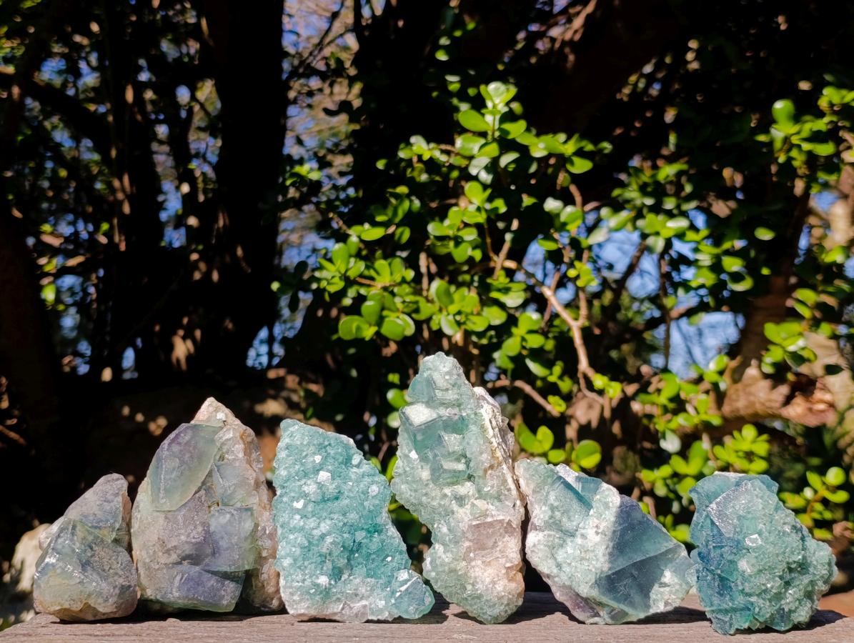 Natural Green Cubic Fluorite Specimens x 6 From Mandrosonoro, Madagascar - Toprock Gemstones and Minerals 