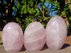 Polished Gemmy Rose Quartz Standing Display Pieces x 3 From Madagascar - Toprock Gemstones and Minerals 