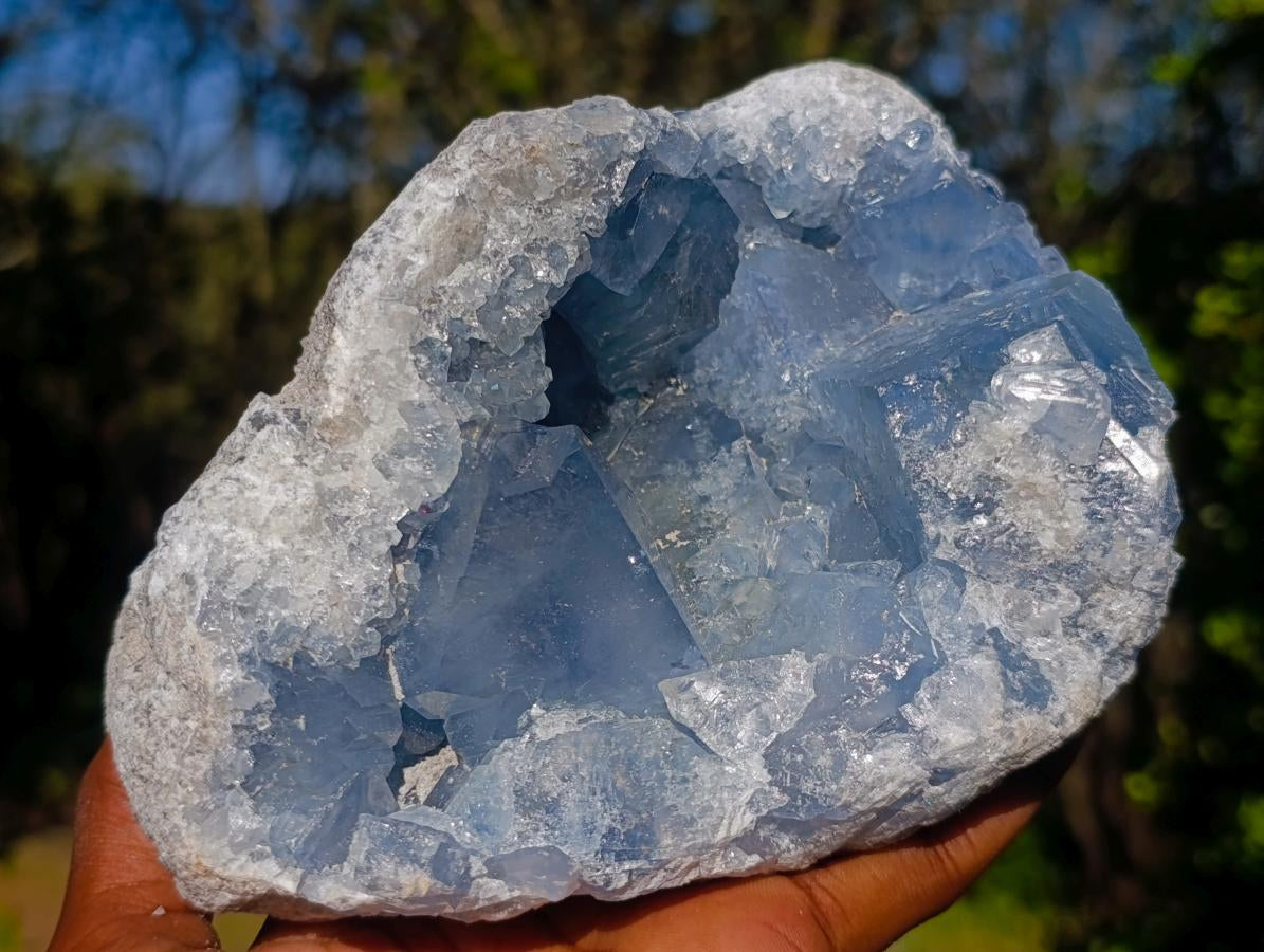 Natural Large Blue Celestite Geode Specimen x 1 From Sakoany, Madagascar - Toprock Gemstones and Minerals 