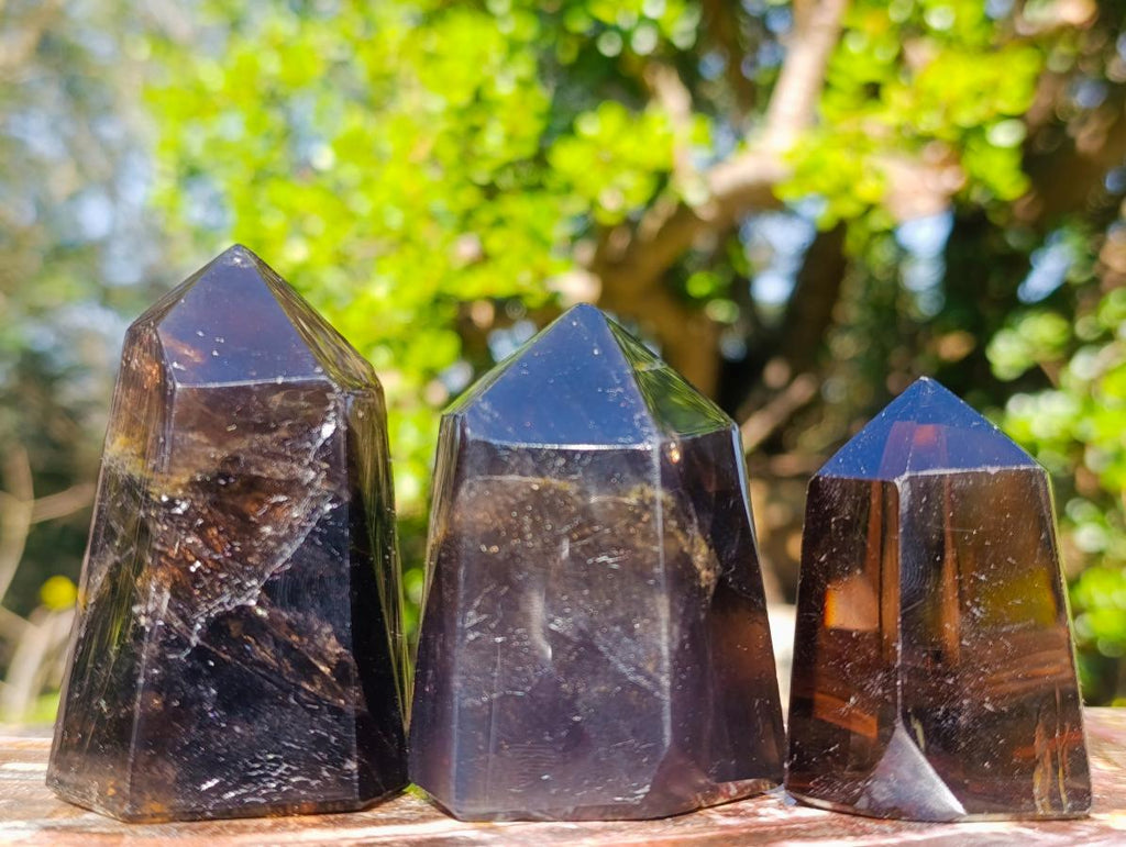 Polished Smokey Quartz Crystals x 12 From Madagascar - Toprock Gemstones and Minerals 