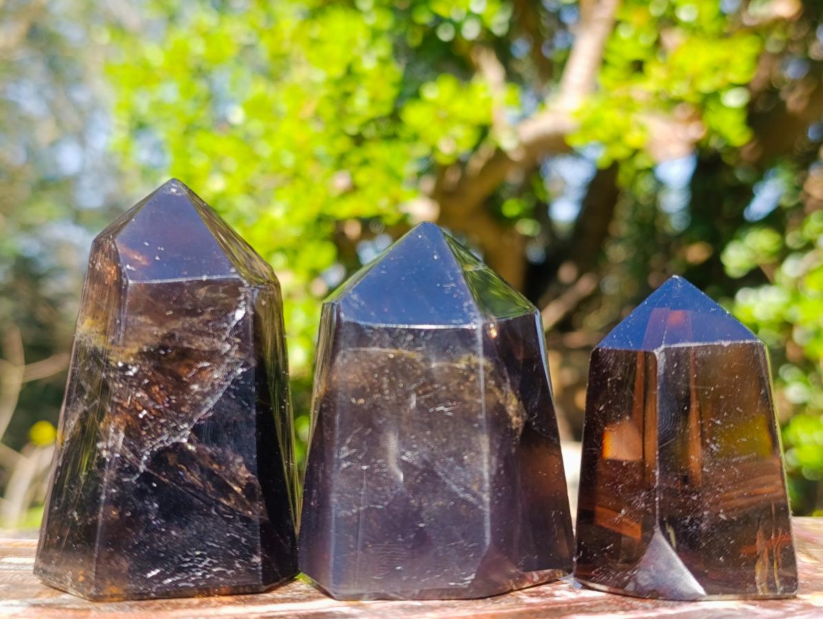 Polished Smokey Quartz Crystals x 12 From Madagascar - Toprock Gemstones and Minerals 
