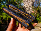 Polished Double Terminated Golden Tigers Eye Crystals x 6 From Prieska, South Africa - Toprock Gemstones and Minerals 