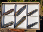 Polished Double Terminated Golden Tigers Eye Crystals x 6 From Prieska, South Africa - Toprock Gemstones and Minerals 