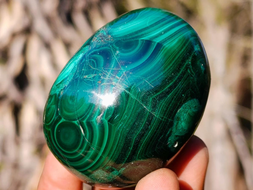 Polished Flower Banded Malachite Gemstone Eggs x 6 From Congo - Toprock Gemstones and Minerals 
