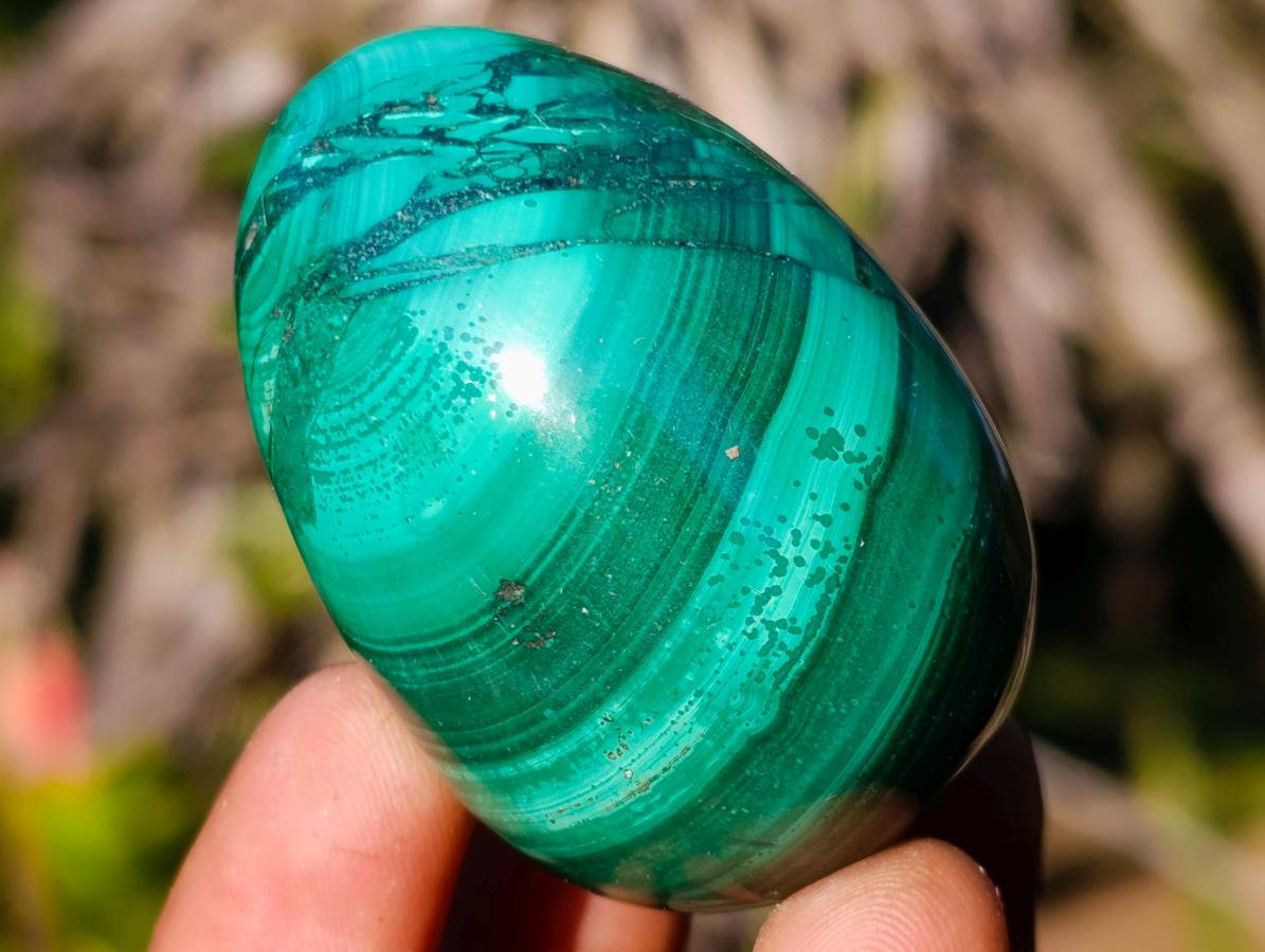 Polished Flower Banded Malachite Gemstone Eggs x 6 From Congo - Toprock Gemstones and Minerals 