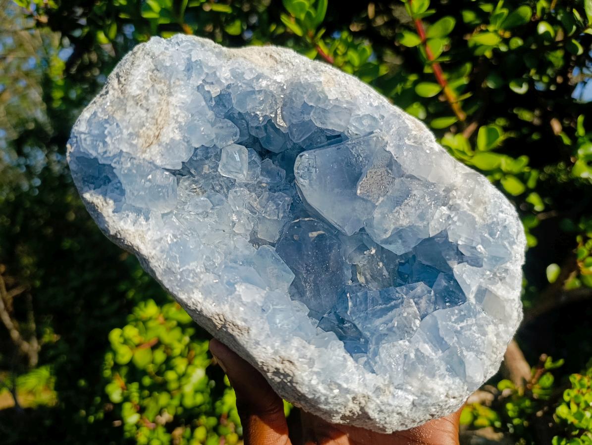 Natural Large Blue Celestite Geode Specimen x 1 From Sakoany, Madagascar - Toprock Gemstones and Minerals 