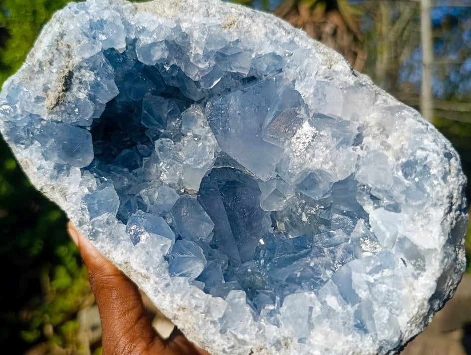 Natural Large Blue Celestite Geode Specimen x 1 From Sakoany, Madagascar - Toprock Gemstones and Minerals 