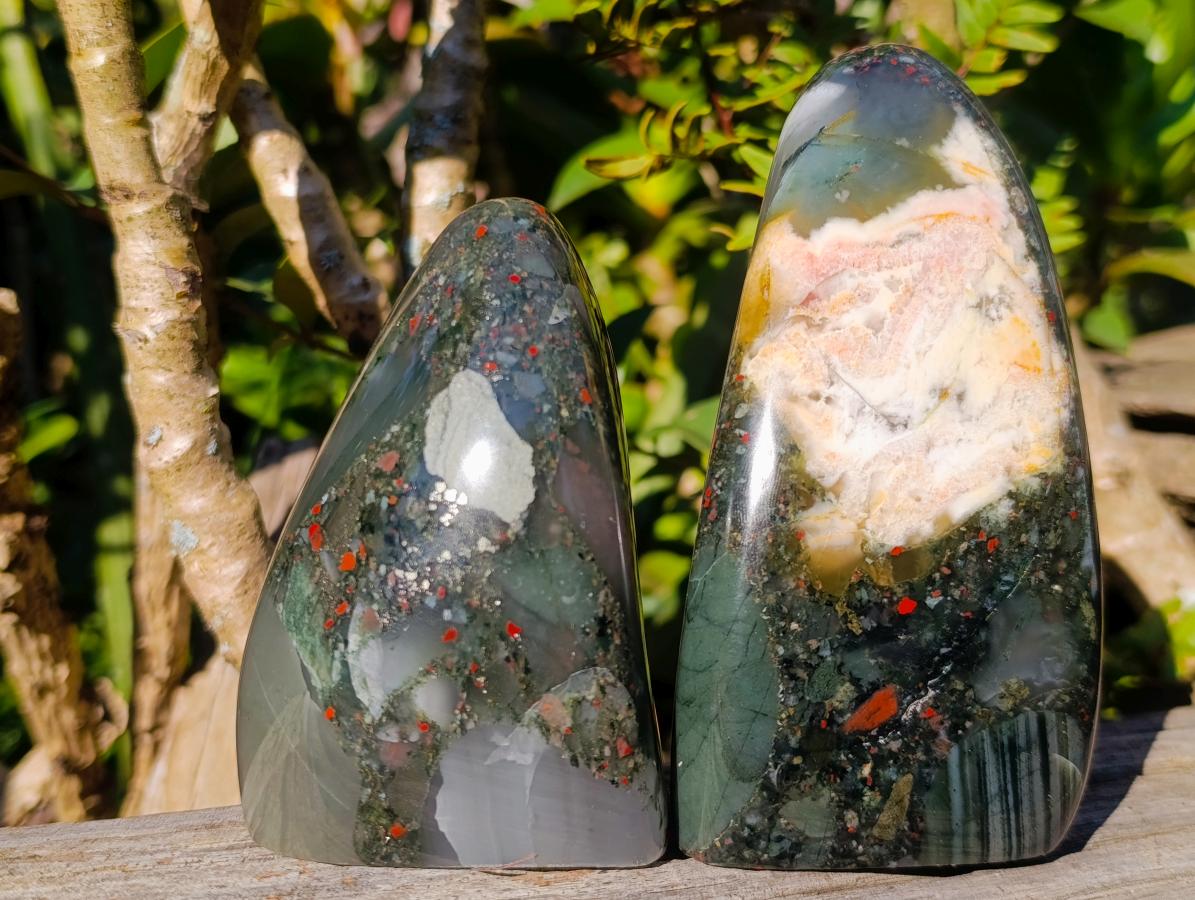 Polished Bloodstone Standing Display Pieces x 2 From Swaziland - Toprock Gemstones and Minerals 