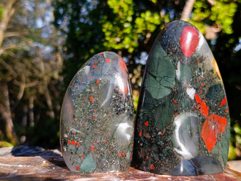 Polished Bloodstone Standing Display Pieces x 2 From Swaziland - Toprock Gemstones and Minerals 