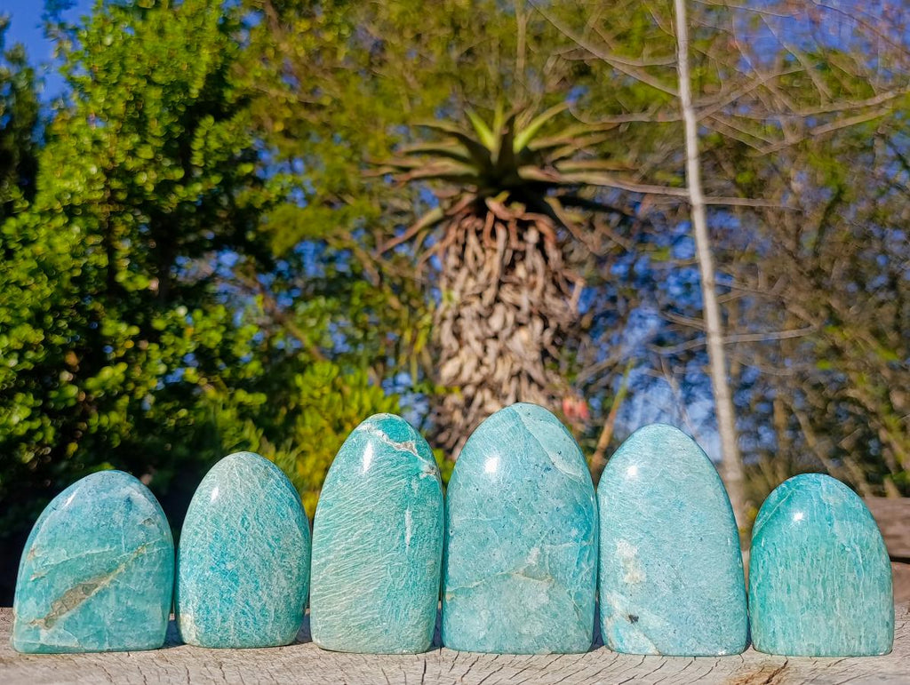Polished Amazonite Standing Display Pieces x 6 From Madagascar