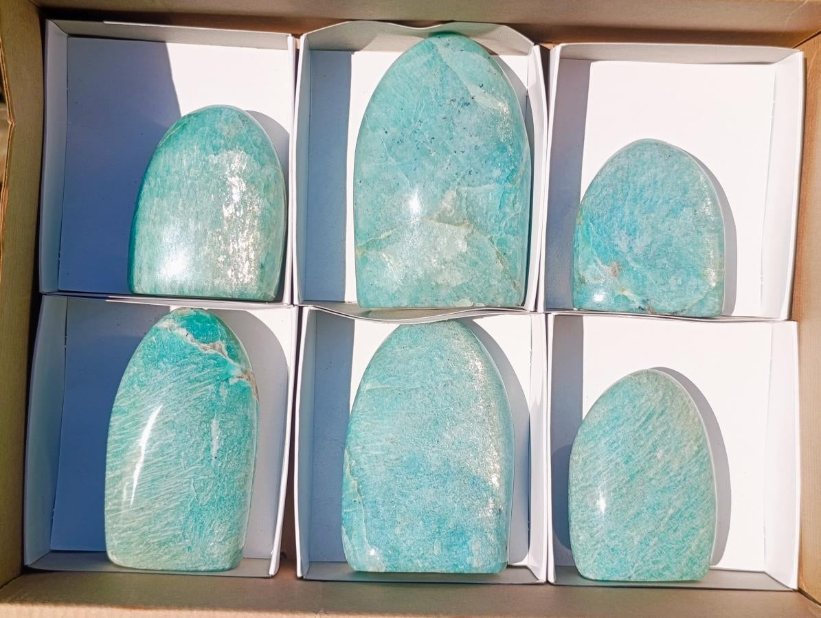 Polished Amazonite Standing Display Pieces x 6 From Madagascar