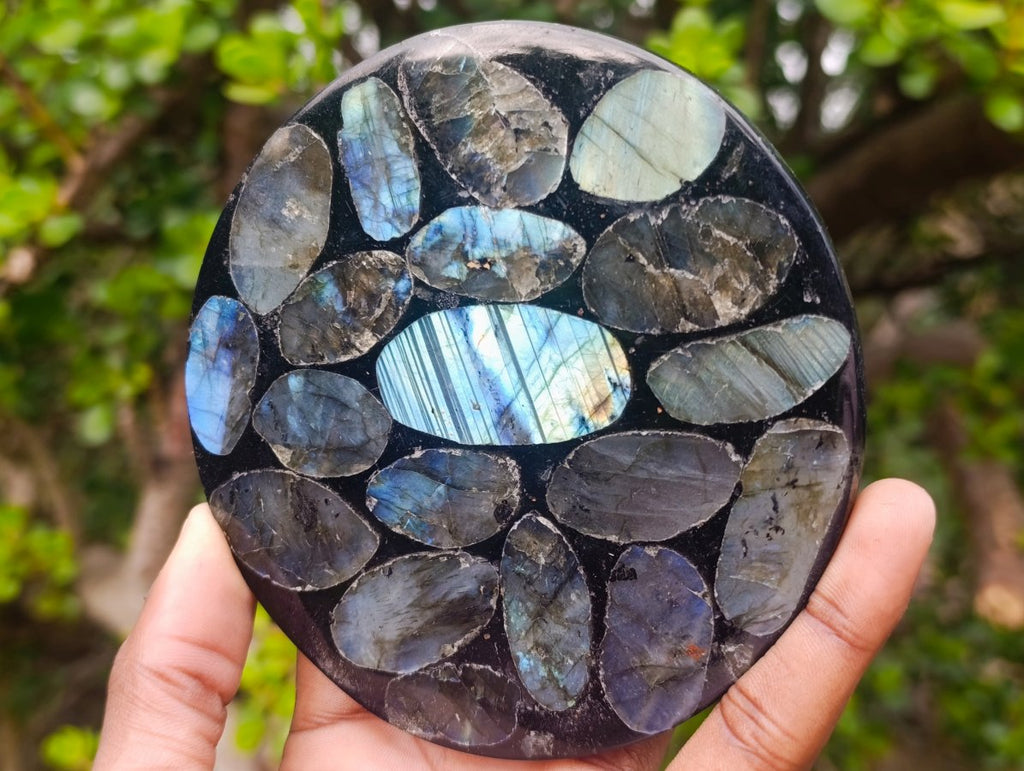 Polished Labradorite Conglomerate Coasters x 6 From Madagascar - Toprock Gemstones and Minerals 