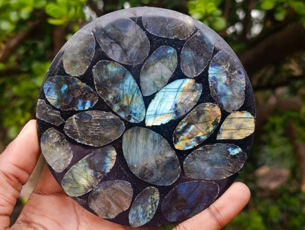 Polished Labradorite Conglomerate Coasters x 6 From Madagascar - Toprock Gemstones and Minerals 