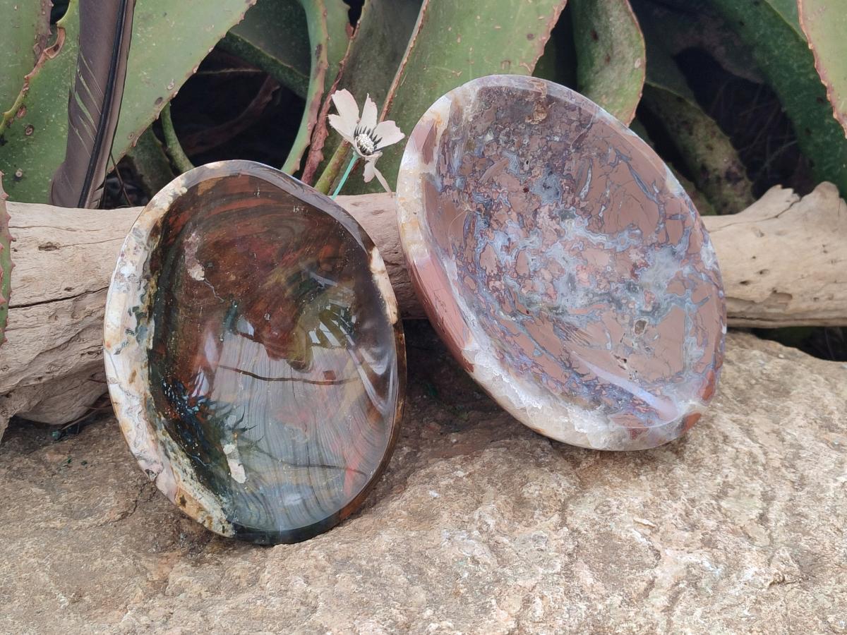 Polished Ocean Jasper Bowls x 2 From Northwest Coast, Madagascar - Toprock Gemstones and Minerals 