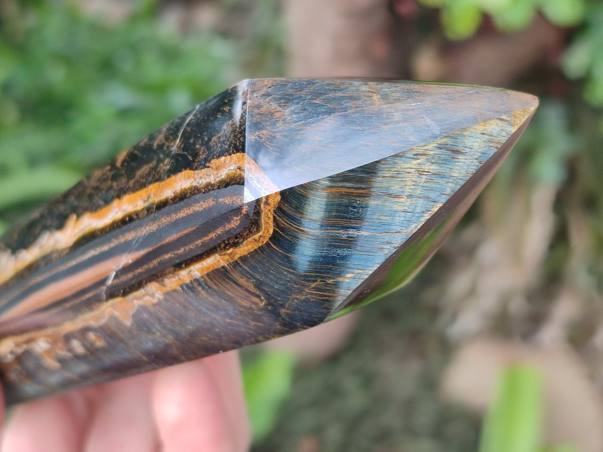 Polished Double Terminated Golden Tigers Eye Crystals x 4 From Prieska, South Africa - Toprock Gemstones and Minerals 