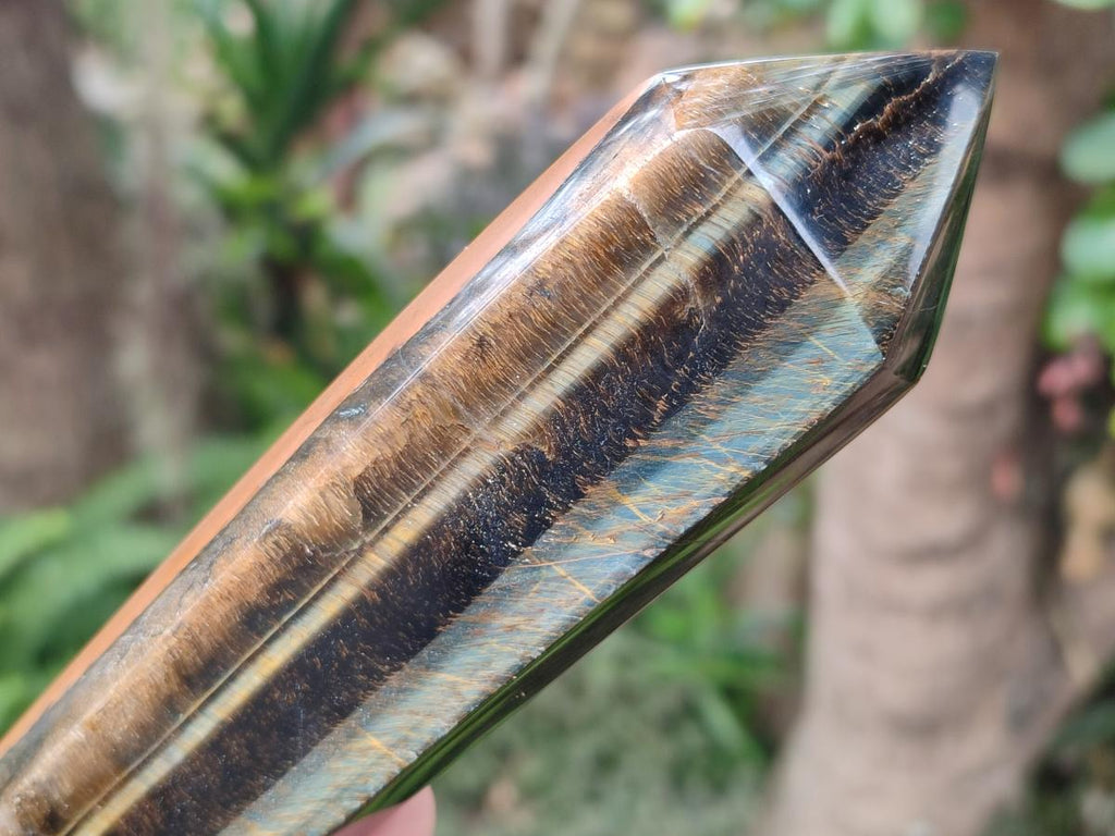 Polished Double Terminated Golden Tigers Eye Crystals x 4 From Prieska, South Africa - Toprock Gemstones and Minerals 