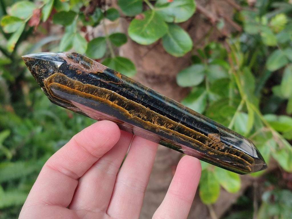 Polished Double Terminated Golden Tigers Eye Crystals x 4 From Prieska, South Africa - Toprock Gemstones and Minerals 