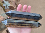 Polished Double Terminated Golden Tigers Eye Crystals x 4 From Prieska, South Africa - Toprock Gemstones and Minerals 