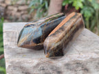 Polished Double Terminated Golden Tigers Eye Crystals x 4 From Prieska, South Africa - Toprock Gemstones and Minerals 