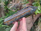 Polished Double Terminated Golden Tigers Eye Crystals x 4 From Prieska, South Africa - Toprock Gemstones and Minerals 