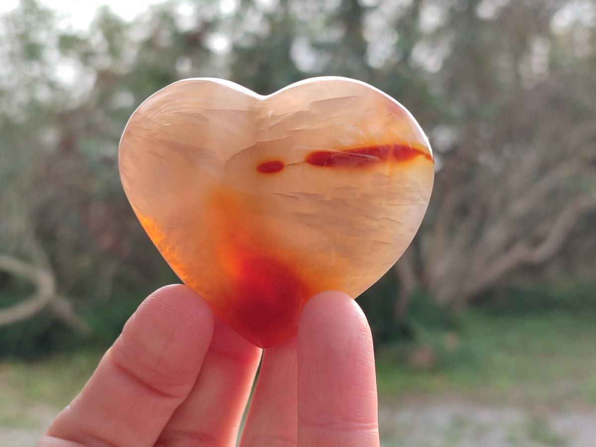 Polished Carnelian Agate Gemstone Hearts x 12 From Madagascar - Toprock Gemstones and Minerals 