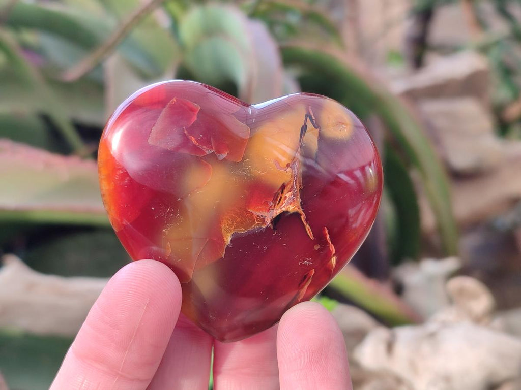 Polished Carnelian Agate Gemstone Hearts x 12 From Madagascar - Toprock Gemstones and Minerals 