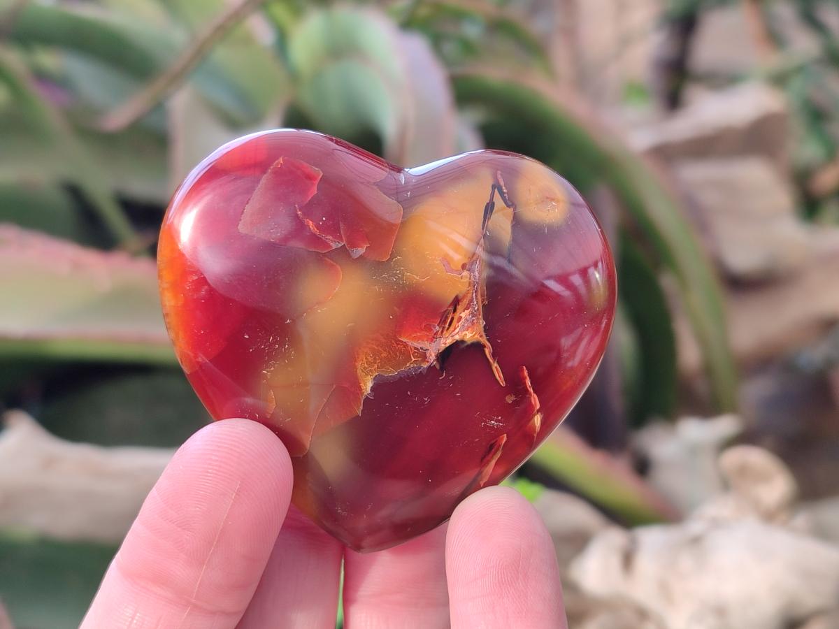 Polished Carnelian Agate Gemstone Hearts x 12 From Madagascar - Toprock Gemstones and Minerals 