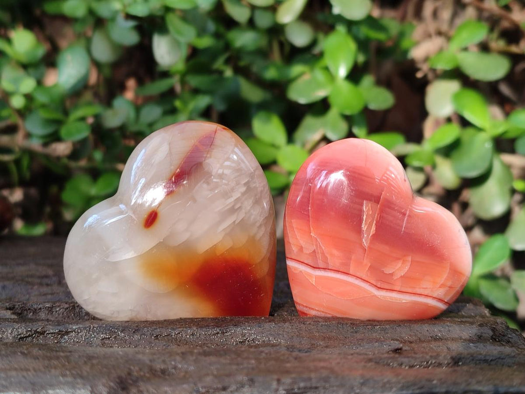 Polished Carnelian Agate Gemstone Hearts x 12 From Madagascar - Toprock Gemstones and Minerals 