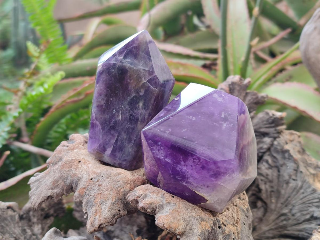 Polished Chevron Amethyst Display Crystals x 3 From Zambia - Toprock Gemstones and Minerals 