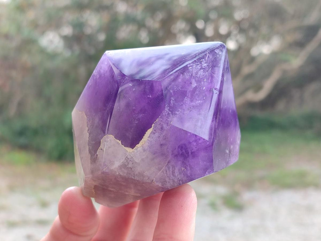 Polished Chevron Amethyst Display Crystals x 3 From Zambia - Toprock Gemstones and Minerals 